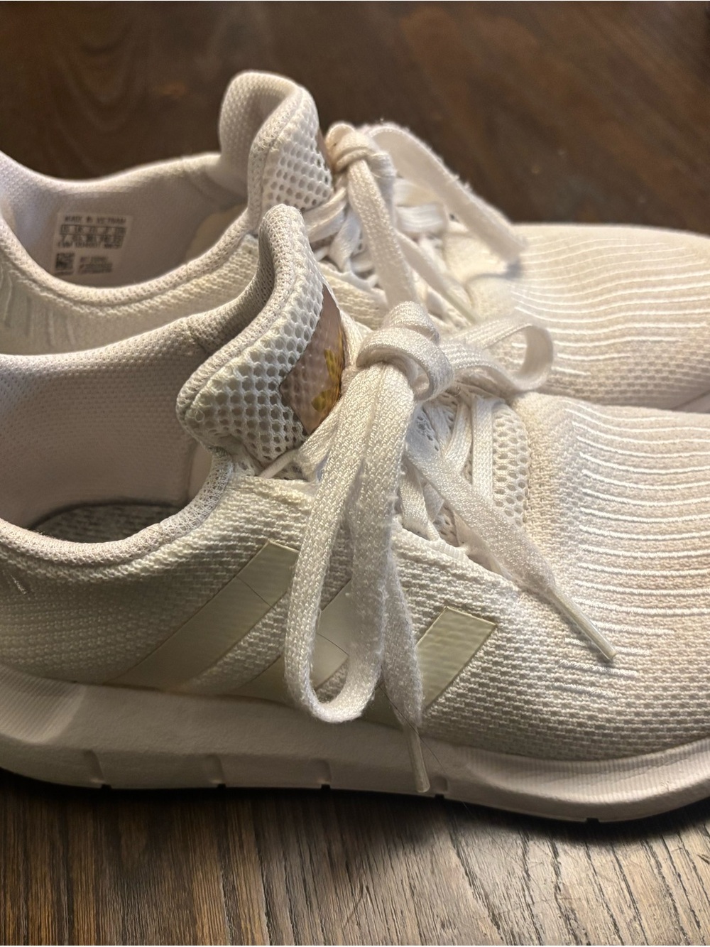 Adidas White Knit Athletic Sneakers - Classic Lace-Up - Picture 2 of 6
